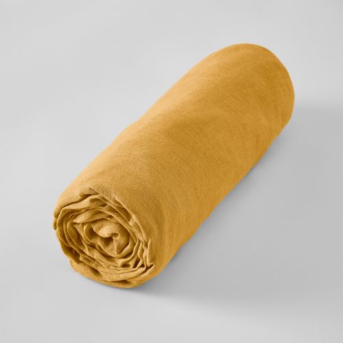 Drap Housse 90 X 190 Cm – Lin Lavé Français Luxe Soline – Miel