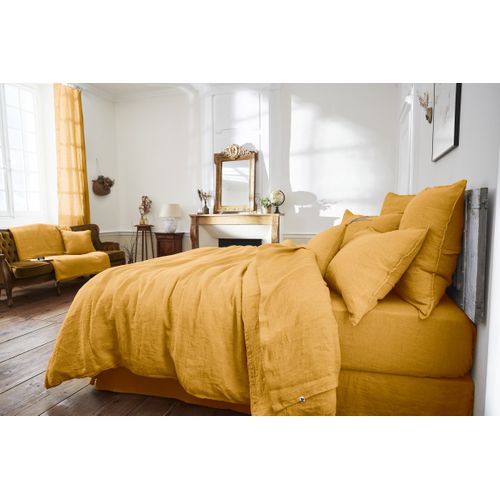 Drap Housse 90 X 190 Cm – Lin Lavé Français Luxe Soline – Miel