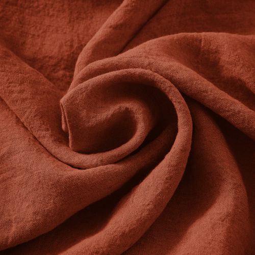 Drap Housse 90 X 190 Cm – Lin Lavé Français Luxe Soline – Paprika