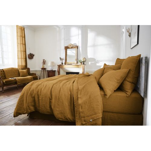 Drap Housse 90 X 190 Cm – Lin Lavé Français Luxe Soline – Caramel