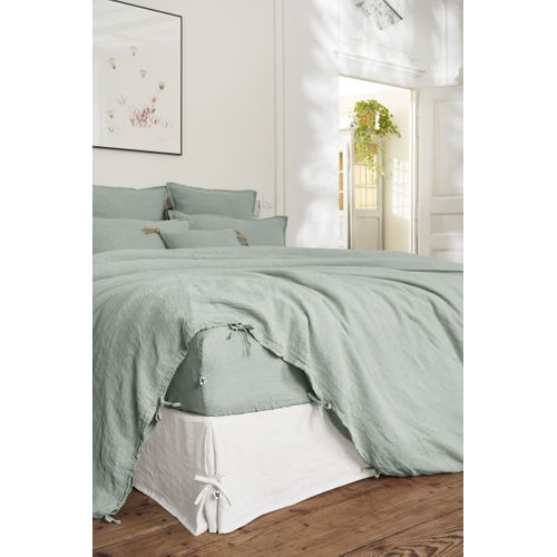 Drap Housse 90 X 190 Cm – Lin Lavé Français Luxe Soline – Eucalyptus