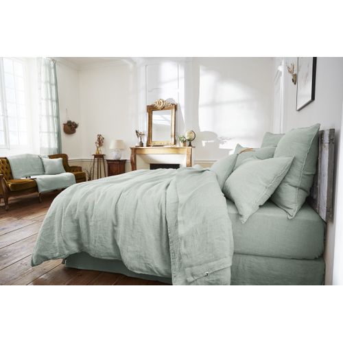 Drap Housse 90 X 190 Cm – Lin Lavé Français Luxe Soline – Eucalyptus