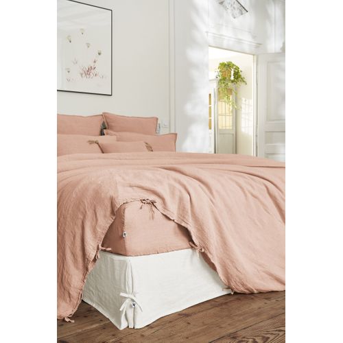Drap Housse 90 X 190 Cm – Lin Lavé Français Luxe Soline – Vieux Rose