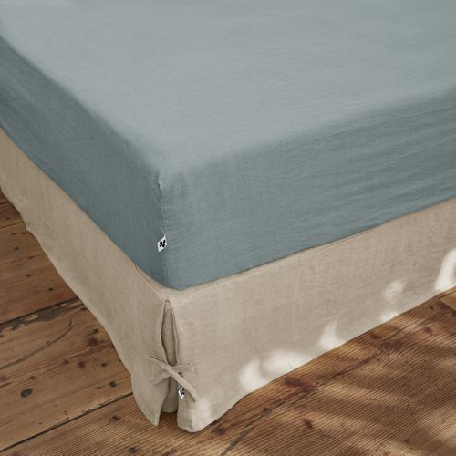 Drap Housse 90 X 190 Cm – Lin Lavé Français Luxe Soline – Azur