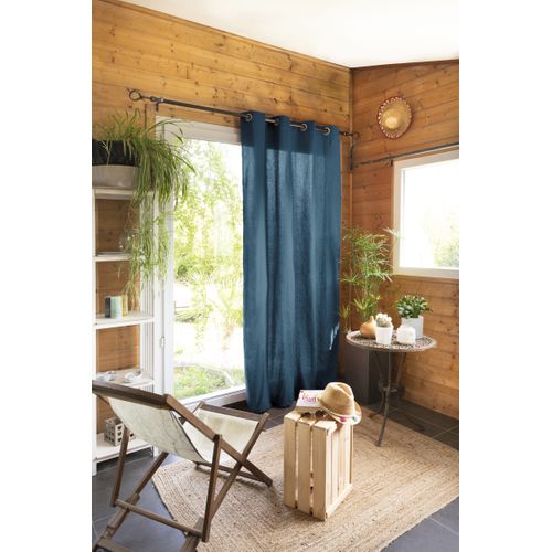 Rideau 100 % Coton Prélavé 140 X 260 Cm – Kala - Bleu Jean