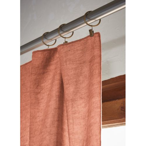 Rideau Ajustable 140 X 270 Cm – Lyocell Uni Lysandre Terracotta + 8 Anneaux Pince