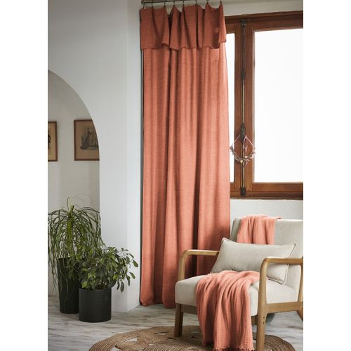 Rideau Ajustable 140 X 270 Cm – Lyocell Uni Lysandre Terracotta + 8 Anneaux Pince