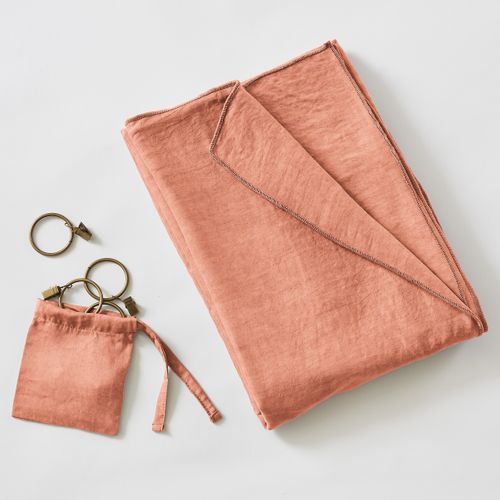 Rideau Ajustable 140 X 270 Cm – Lyocell Uni Lysandre Terracotta + 8 Anneaux Pince