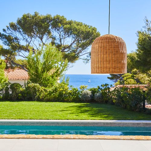 Suspension D'extérieur Avec Cable Giacomo Beige Rotin D40cm