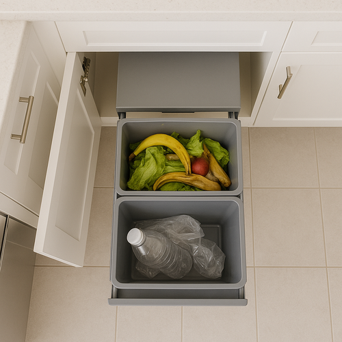 Poubelle Tri Sélectif Encastrée Hype Gris Plastique 36l