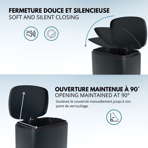 Poubelle De Cuisine à Pédale Admiral Gris Acier Inoxydable 50l