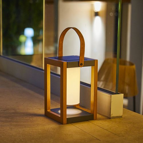Lanterne Solaire Seraphina Bois Aluminium H32cm