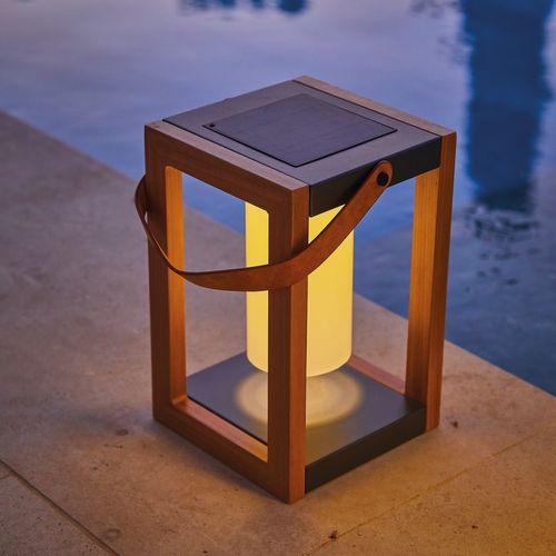 Lanterne Solaire Seraphina Bois Aluminium H32cm