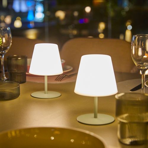 Set De 2 Lampes De Table Twins Vert Olive Aluminium H16cm