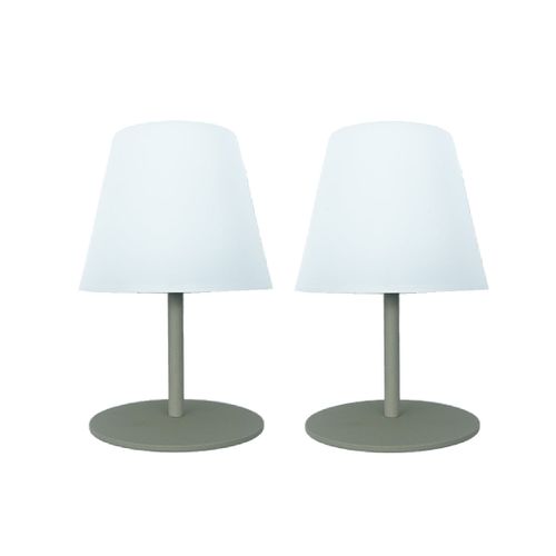 Set De 2 Lampes De Table Twins Vert Olive Aluminium H16cm