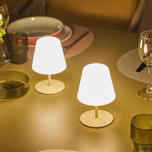 Set De 2 Lampes De Table Twins Crème Aluminium H16cm