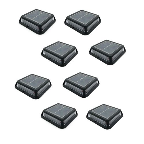 Lot De 8 Balise Solaires Quadry Noir Aluminium D12cm
