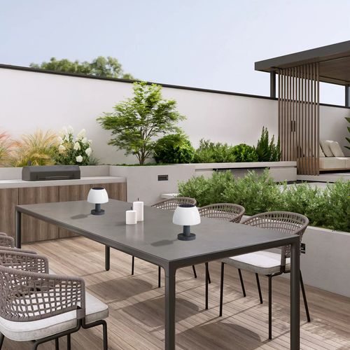 Lampe De Table Solaire Lumina Blanc Plastique H13.5 Cm