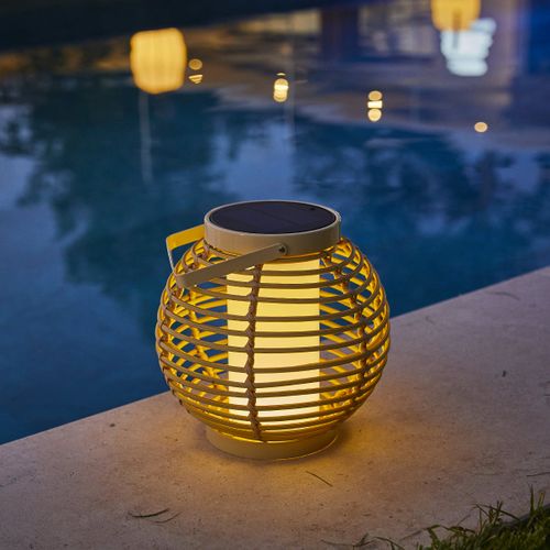 Lanterne Solaire Beehive Beige Metal H26cm