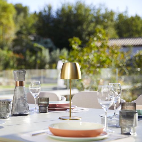 Lampe De Table Sans Fil Orlum Doré Aluminium H30cm