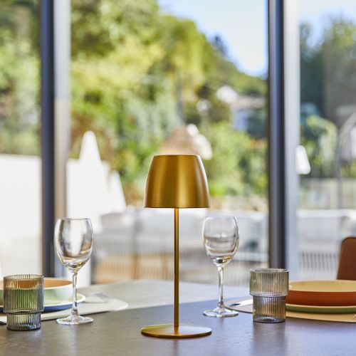 Lampe De Table Sans Fil Orlum Doré Aluminium H30cm