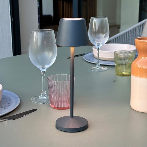 Lampe De Table Sans Fil Emily Gris Anthracite Aluminium H25cm