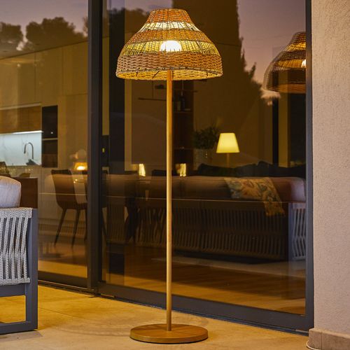Lampadaire Sans Fil Elion Beige Rotin H168cm