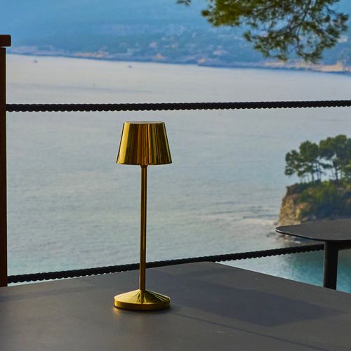 Lampe De Table Sans Fil Emily Doré Aluminium H20cm