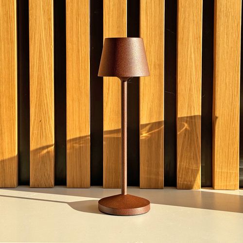 Lampe De Table Sans Fil Emily Marron Aluminium H25cm