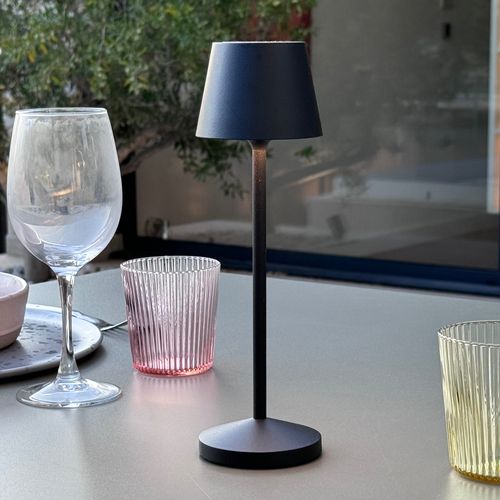 Lampe De Table Sans Fil Emily Noir Aluminium H25cm