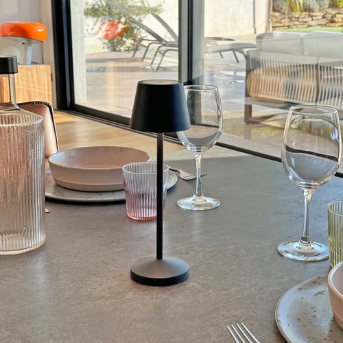 Lampe De Table Sans Fil Emily Noir Aluminium H25cm