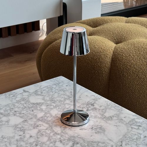 Lampe De Table Sans Fil Emily Argent Aluminium H25cm
