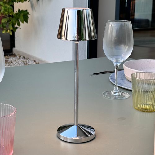Lampe De Table Sans Fil Emily Argent Aluminium H25cm
