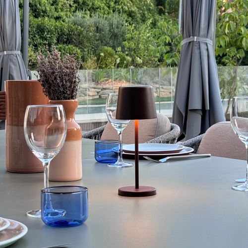 Mini Lampe De Table Kelly Mini Marron Aluminium H22cm