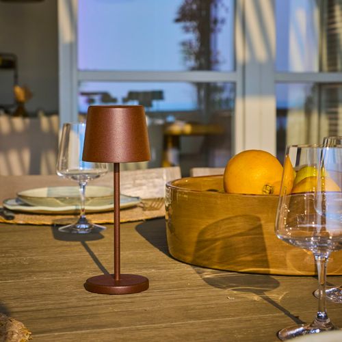 Mini Lampe De Table Kelly Mini Marron Aluminium H22cm