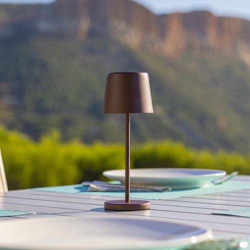 Mini Lampe De Table Kelly Mini Marron Aluminium H22cm