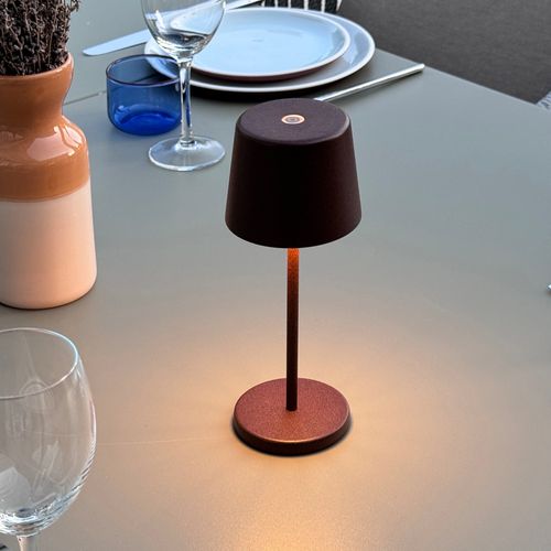 Mini Lampe De Table Kelly Mini Marron Aluminium H22cm