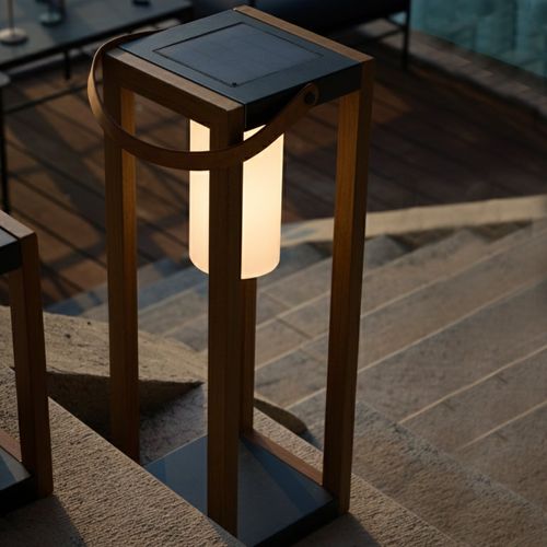 Lanterne Solaire Seraphina Bois Aluminium H58 Cm