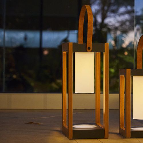 Lanterne Solaire Seraphina Bois Aluminium H58 Cm