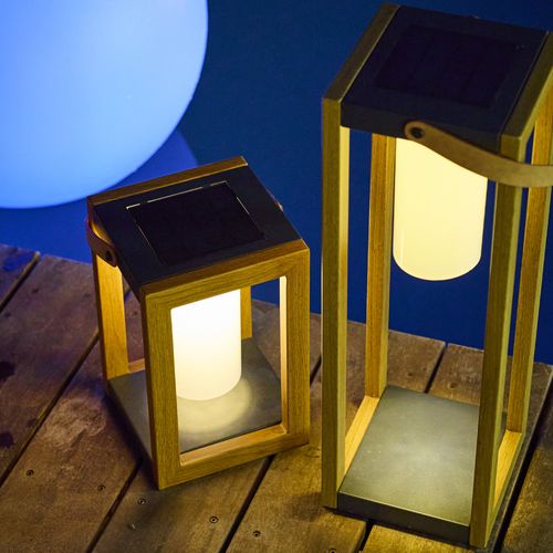 Lanterne Solaire Seraphina Bois Aluminium H58 Cm