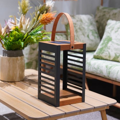 Lanterne Solaire Ferian Noir Metal H35cm