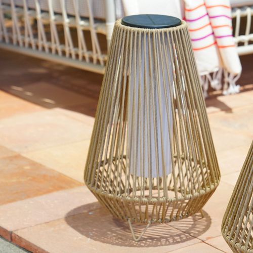 Lanterne Solaire Salomea Beige Rotin 30 X 30 X H 47cm