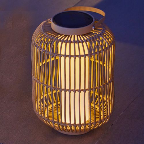 Lanterne Solaire Mariel Marron Rotin 27x27x H40cm