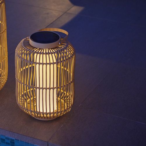 Lanterne Solaire Mariel Marron Rotin 27x27x H40cm