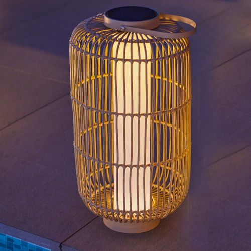 Lanterne Solaire Mariel Marron Rotin 31x31x H60cm