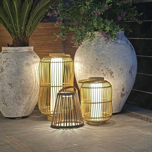 Lanterne Solaire Mariel Marron Rotin 31x31x H60cm