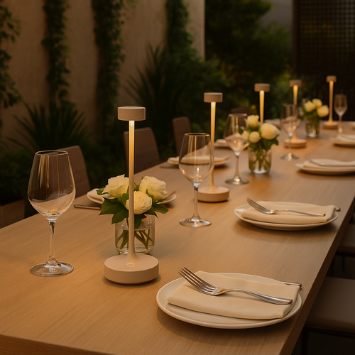 Lampe De Table Sans Fil LED Ruby Crème Aluminium 25 Cm