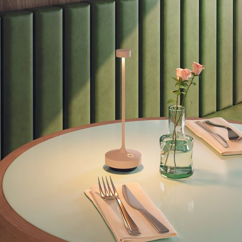 Lampe De Table Sans Fil LED Ruby Crème Aluminium H25cm