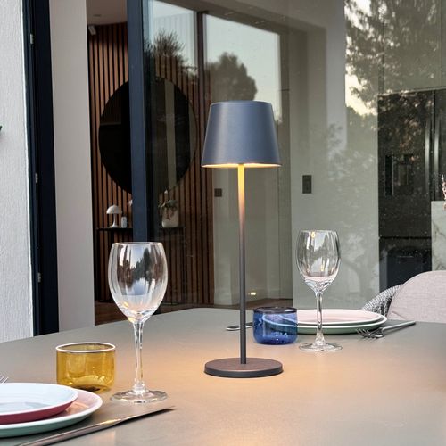 6 Lampes LED Avec Plateau De Chargement Kelly Gris Metal H38cm