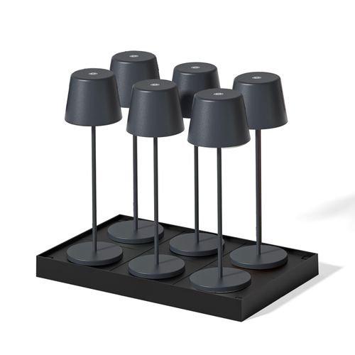 6 Lampes LED Avec Plateau De Chargement Kelly Gris Metal H38cm